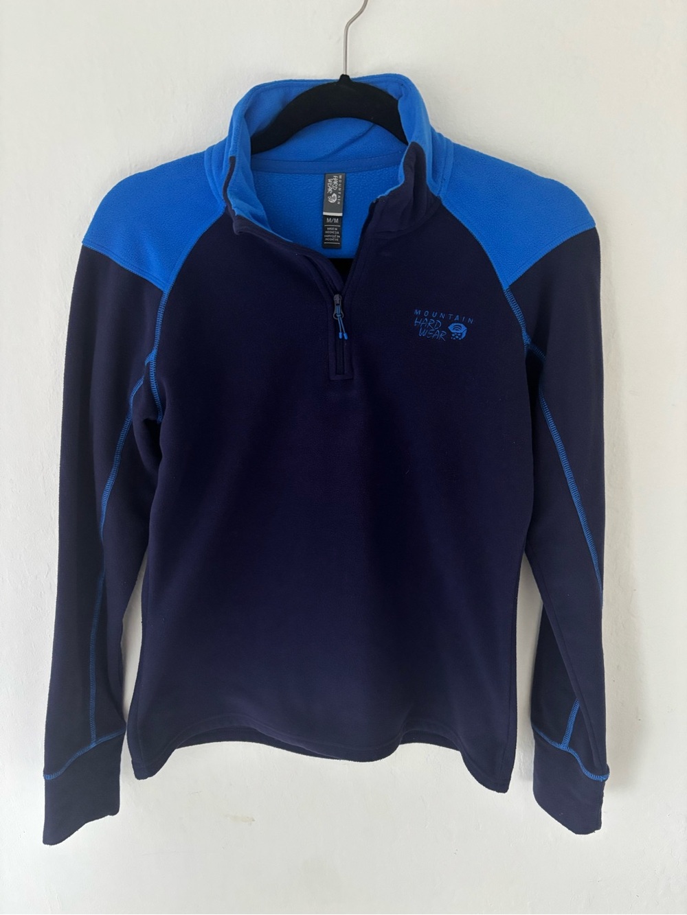 Mountain Hardwear Navy and Bright Blue Half-Zip Fleece, women’s medium